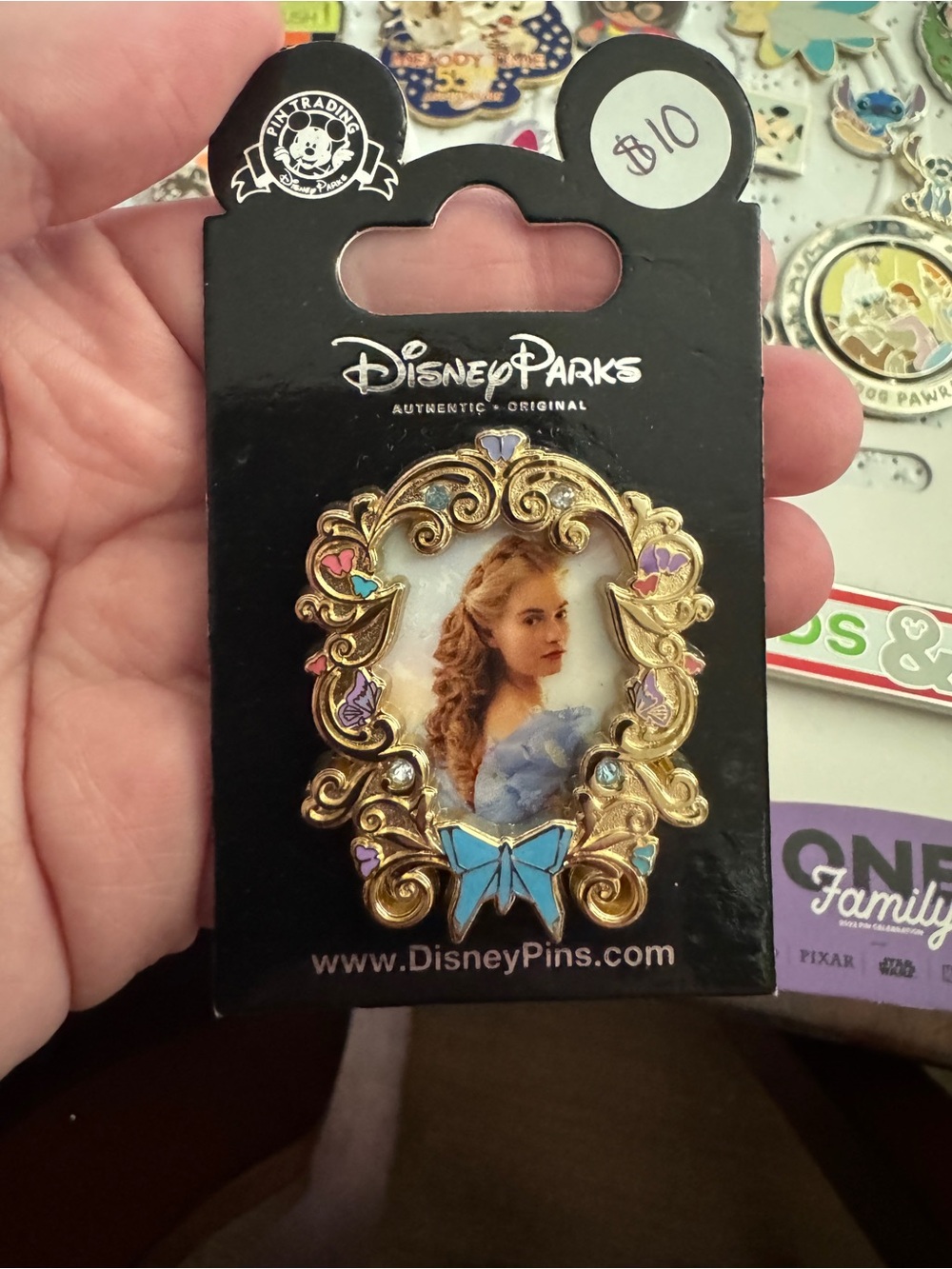 Disney Park Gold Framed Pin Live Action Cinderella 2015